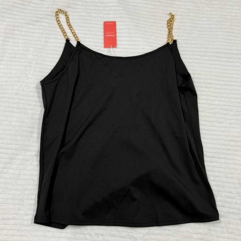 NWT Flamingo Black Chain Strap Cami Tank Top Plus Size 2XL - Picture 4 of 6